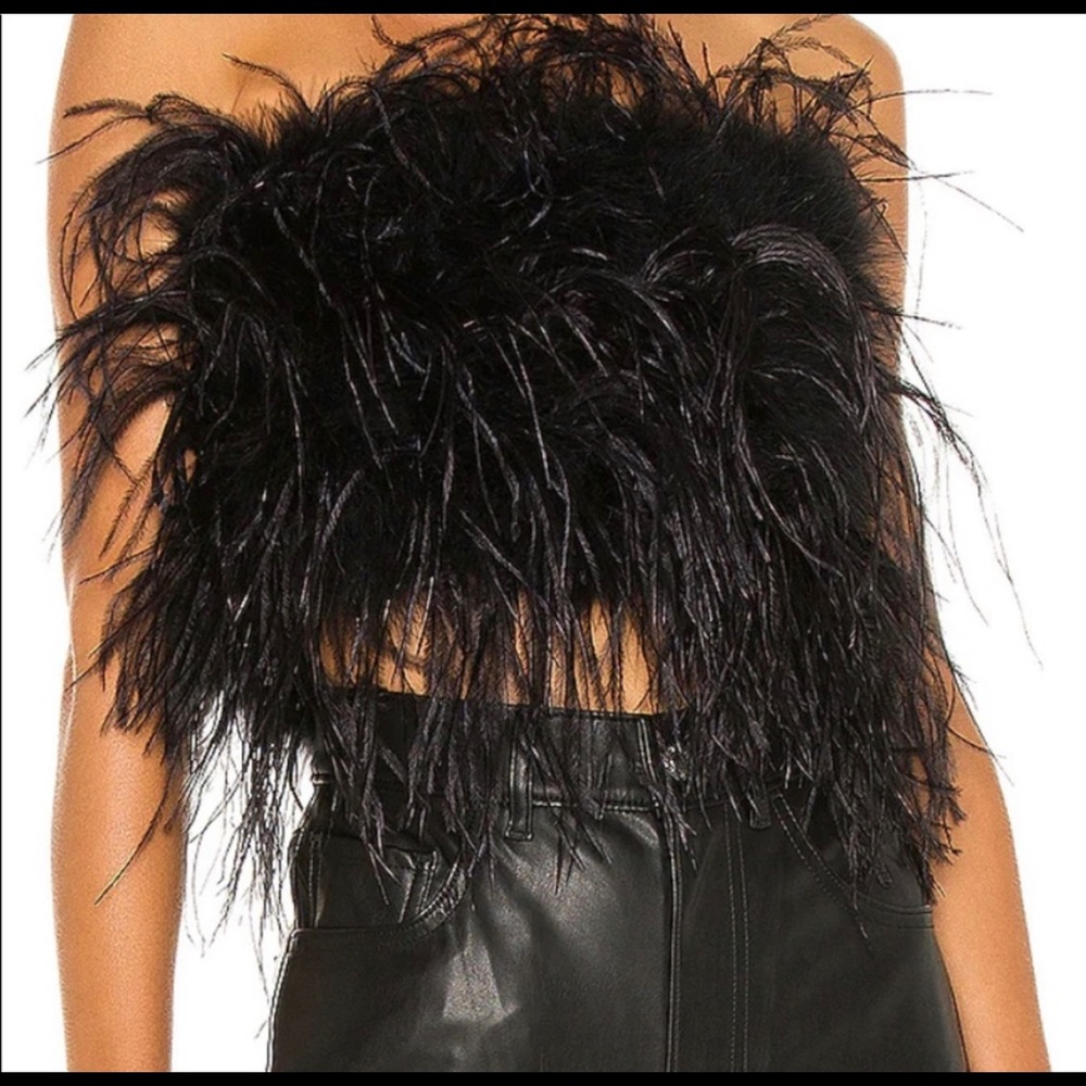Lamarque ostrich feather top